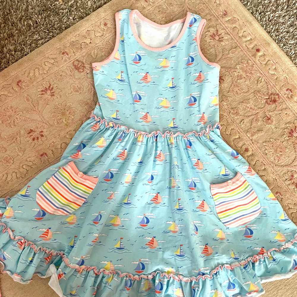 Shrimp and grits kids sailboat dress